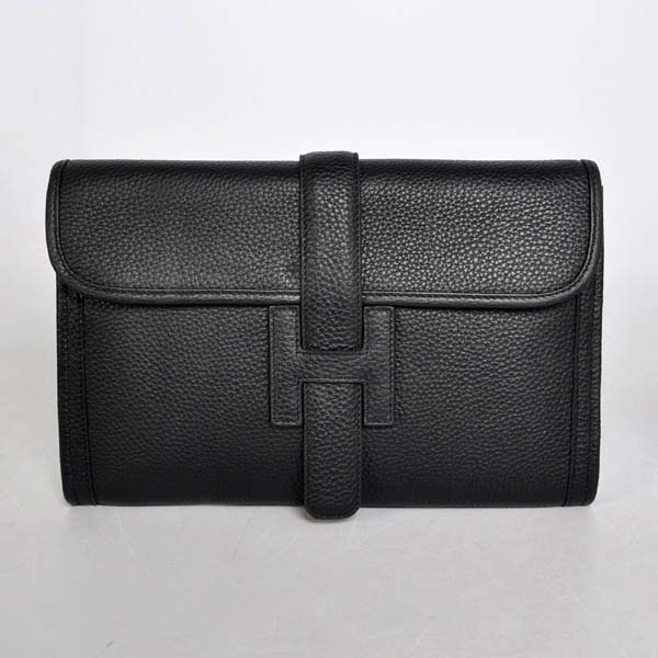 High Quality Hermes Jige Large Clutch Handbag Black 1053 Replica - Click Image to Close